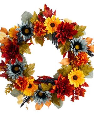 AT HOME | Brown Dahlia Daisy Wreath