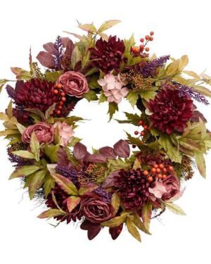 AT HOME | Burgundy Ranunculus & Mum Wreath