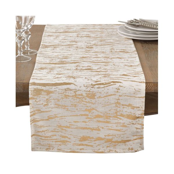 Macy's | Ivory and Gold Metallic Table Runner