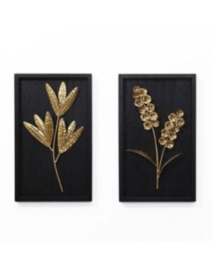 Macy's | Macy’s | 2-Piece Flower Bouquet Modern Wall Decor Set Black And Gold Abstract Wall Art Hanging Decoration