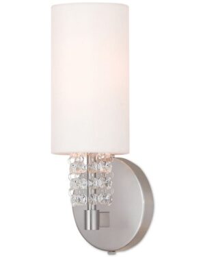 Macys | Crystal & Silver Wall Sconce with White Shade
