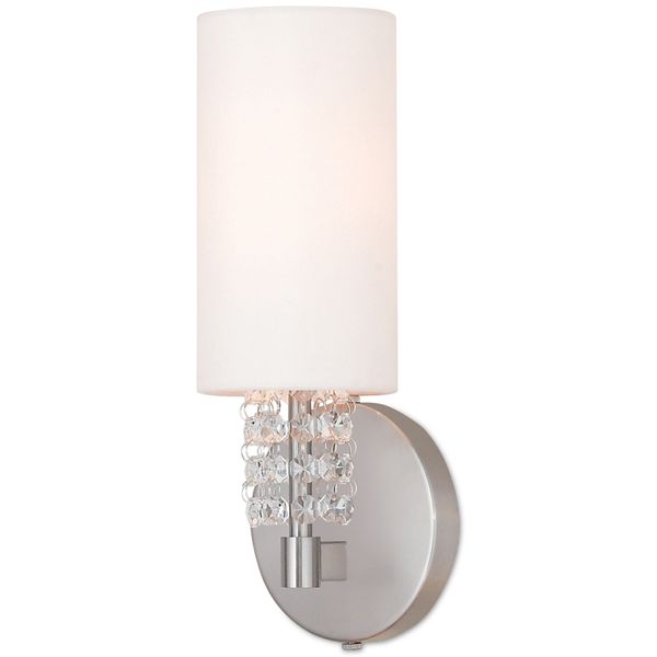 Macys | Crystal & Silver Wall Sconce with White Shade