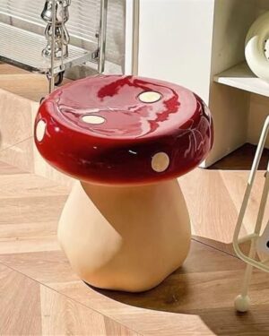 ZYHYZLF Mushroom Stool, Resin Mushroom Decorative Stool, Small Mushroom Ottoman,Resin Creative Sculpture Decoration for Living Room, Bedroom, Patio, Balcony, Garden, Lawn(Red)